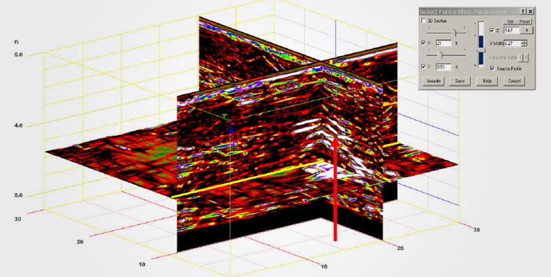 3D image of successive air and water filled cavities